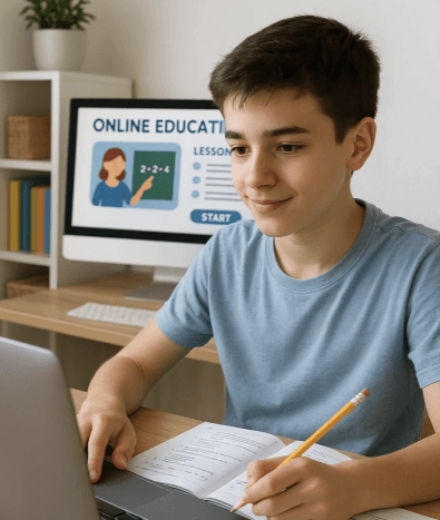 Estudiante practicando pruebas SABER en línea