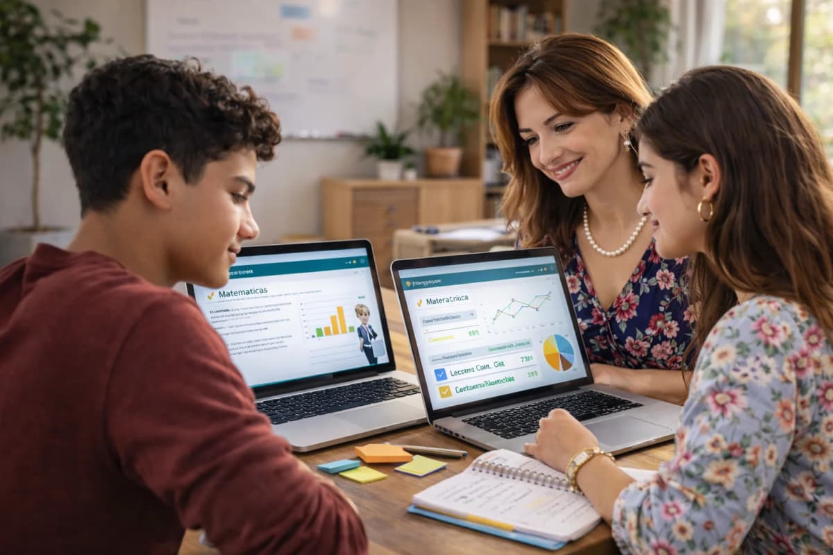 Padre siguiendo el progreso de su hijo en tiempo real